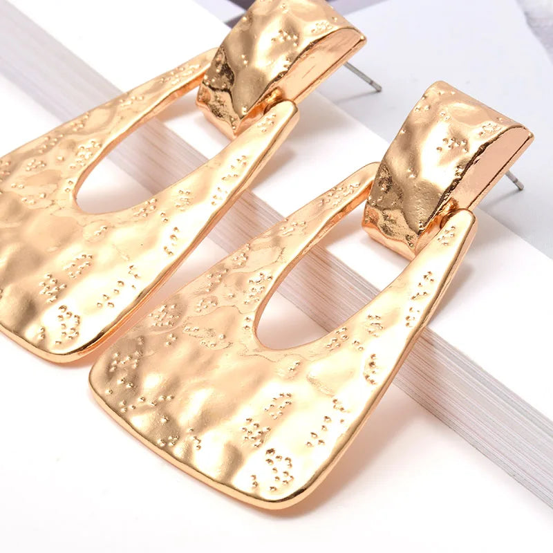 New Gold Color Metal Dangle Drop Earrings Jewelry Accessories For Women Fashion Trend Pendientes Bijoux Christmas Gift