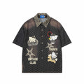 Leopard print Kitty embroidered short sleeved shirt
