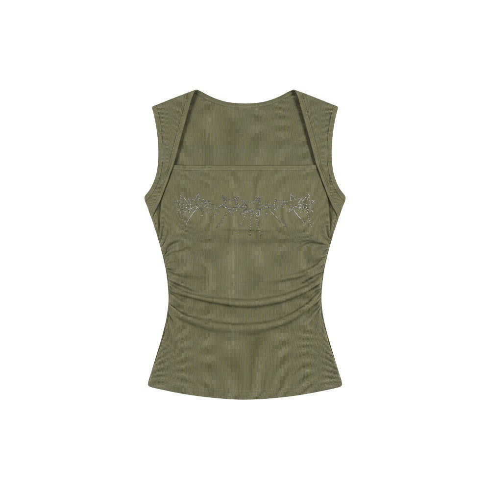 Star Rhinestone Strapless Top for Women Versatile Sleeveless Outerwear
