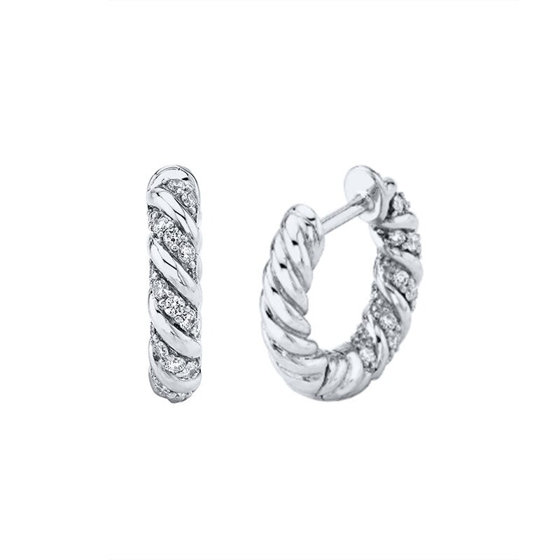 Trend Earrings For Women Earrings Silver Plated Twist Diamond Hoop Earrings Pendientes Jewelry Bijoux Femme