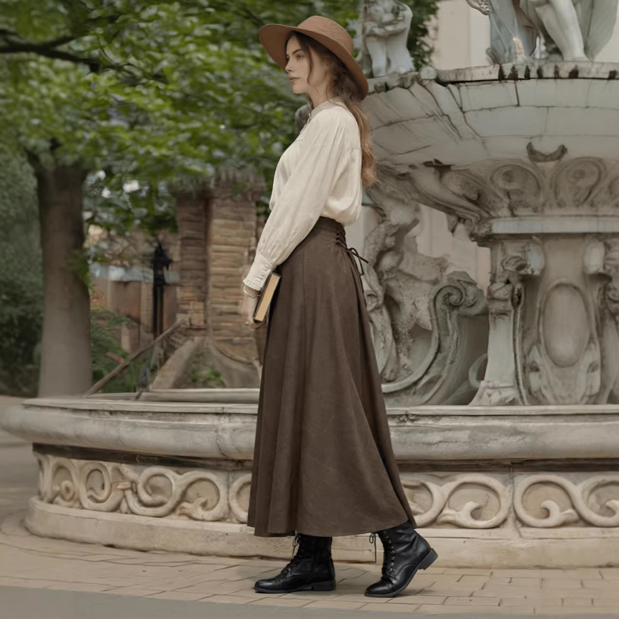 High waisted A-line slimming skirt