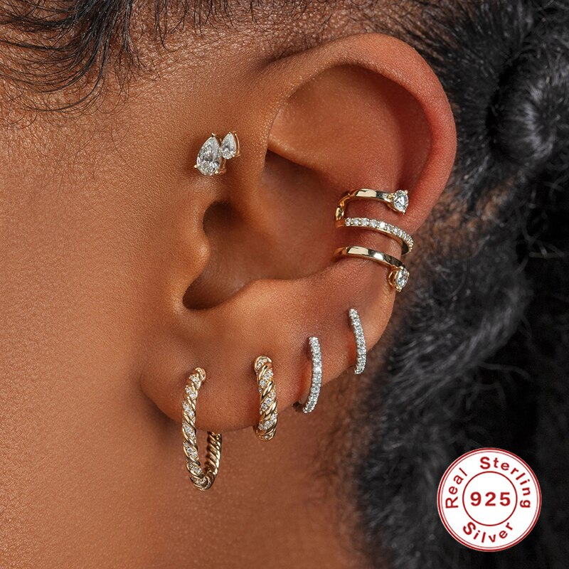Trend Earrings For Women Earrings Silver Plated Twist Diamond Hoop Earrings Pendientes Jewelry Bijoux Femme