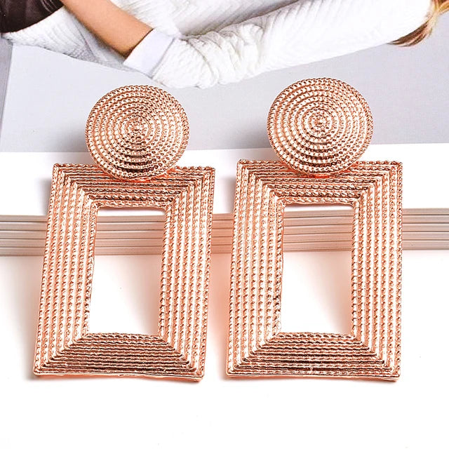 Hot Sell Geometric Gold Color Metal Dangle Drop Earrings Fine Jewelry Accessories For Women Fashion Trend Pendientes Bijoux