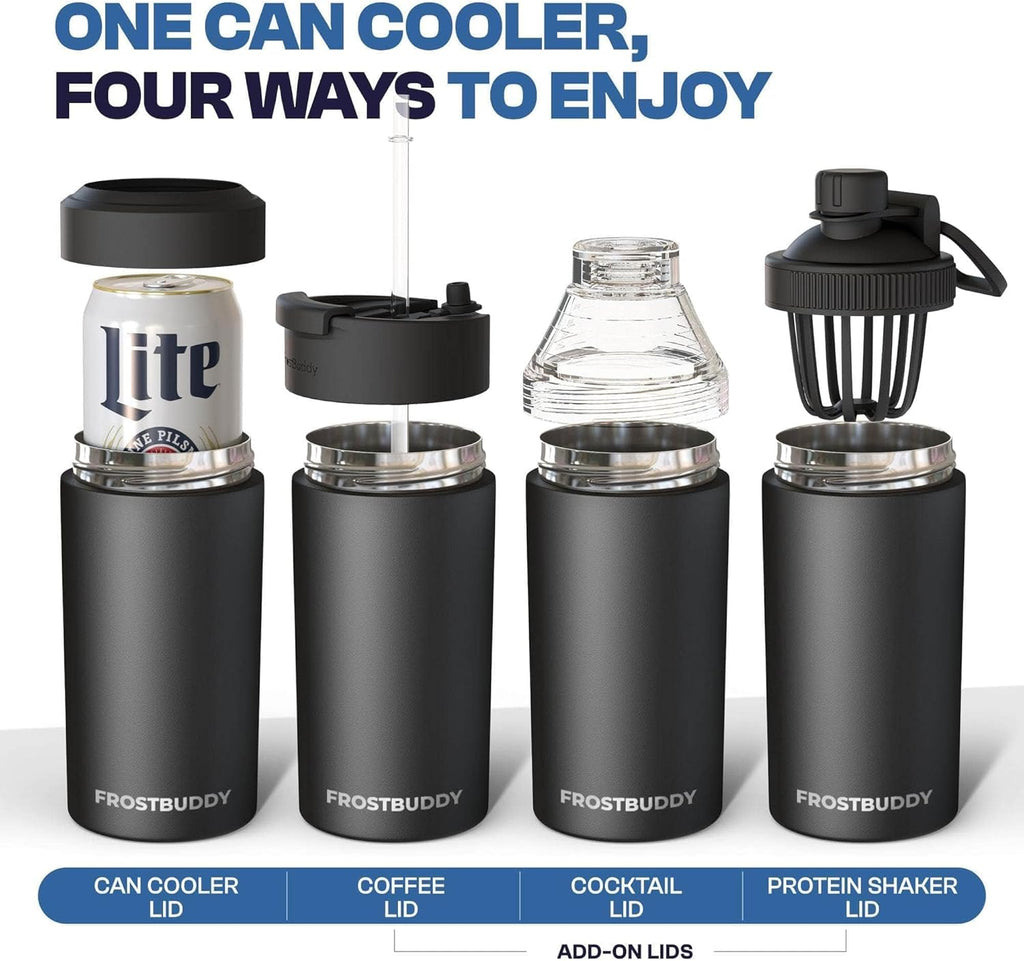 versal Buddy Can Cooler - Fits All - for Regular 12 & 16 Oz or Slim-Size Bottles - Insulated Double -Walled Stainless Steel (All White)