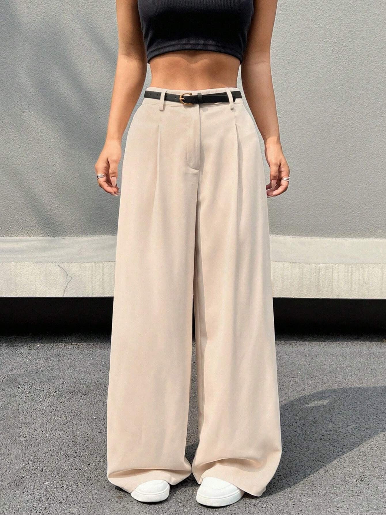 High waisted wide leg pants