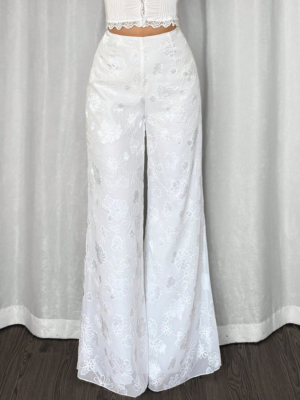 Pantalon large taille haute femme tendance