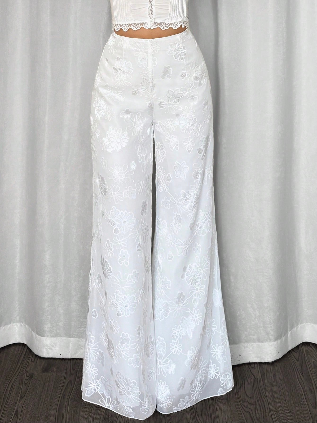 Pantalon large taille haute femme tendance