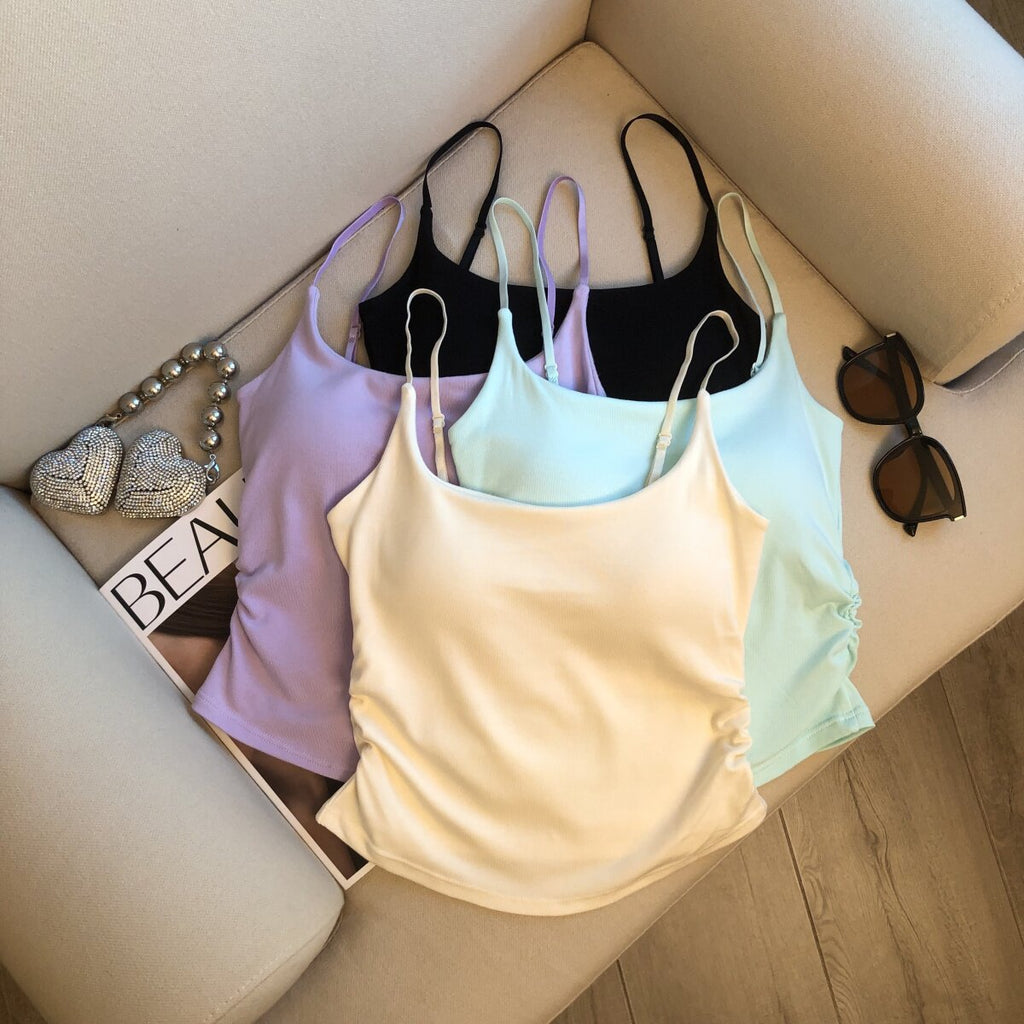 Vest with Padded Brapicy Girl Strap Top