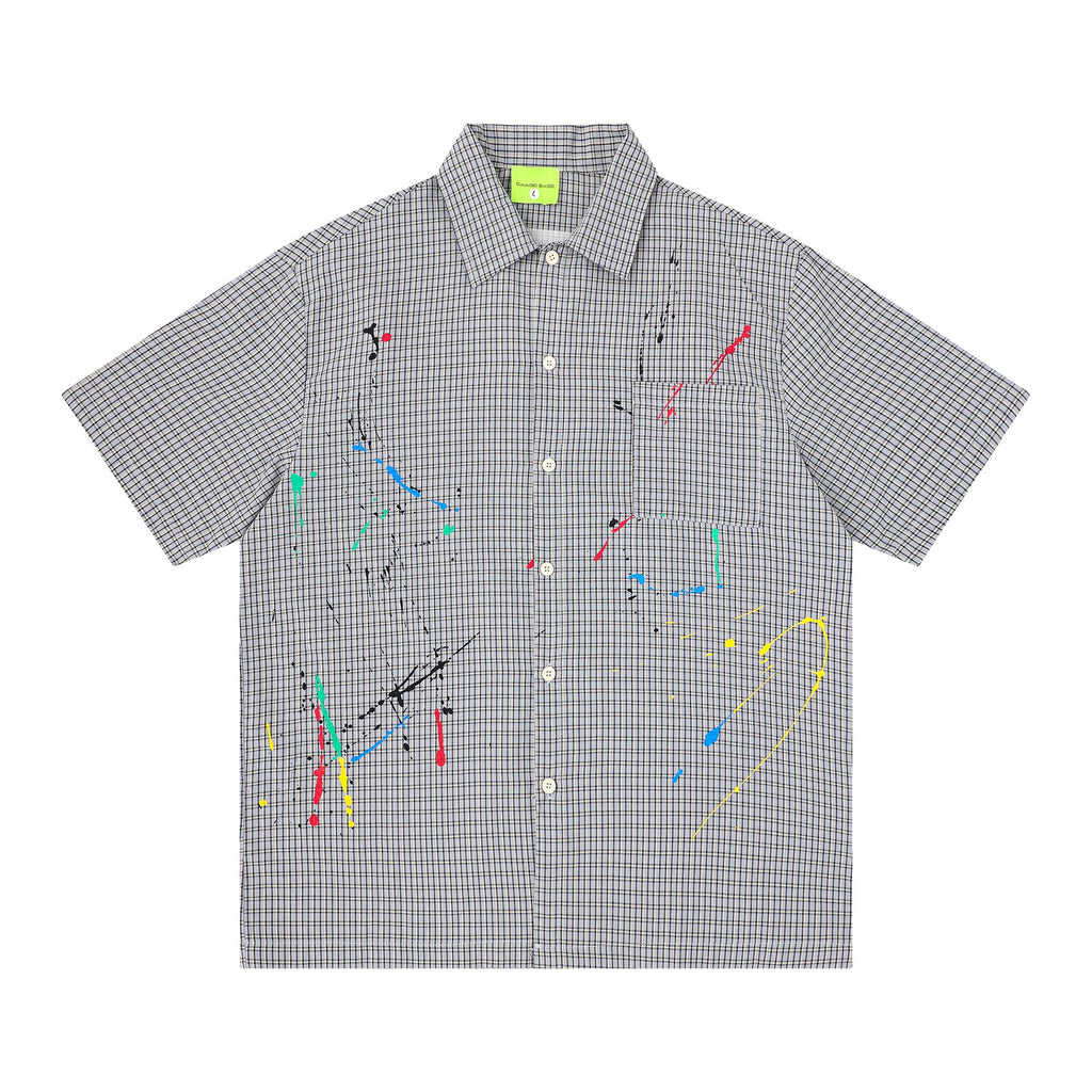 T-shirt brodé taches d'encre et points de couleur