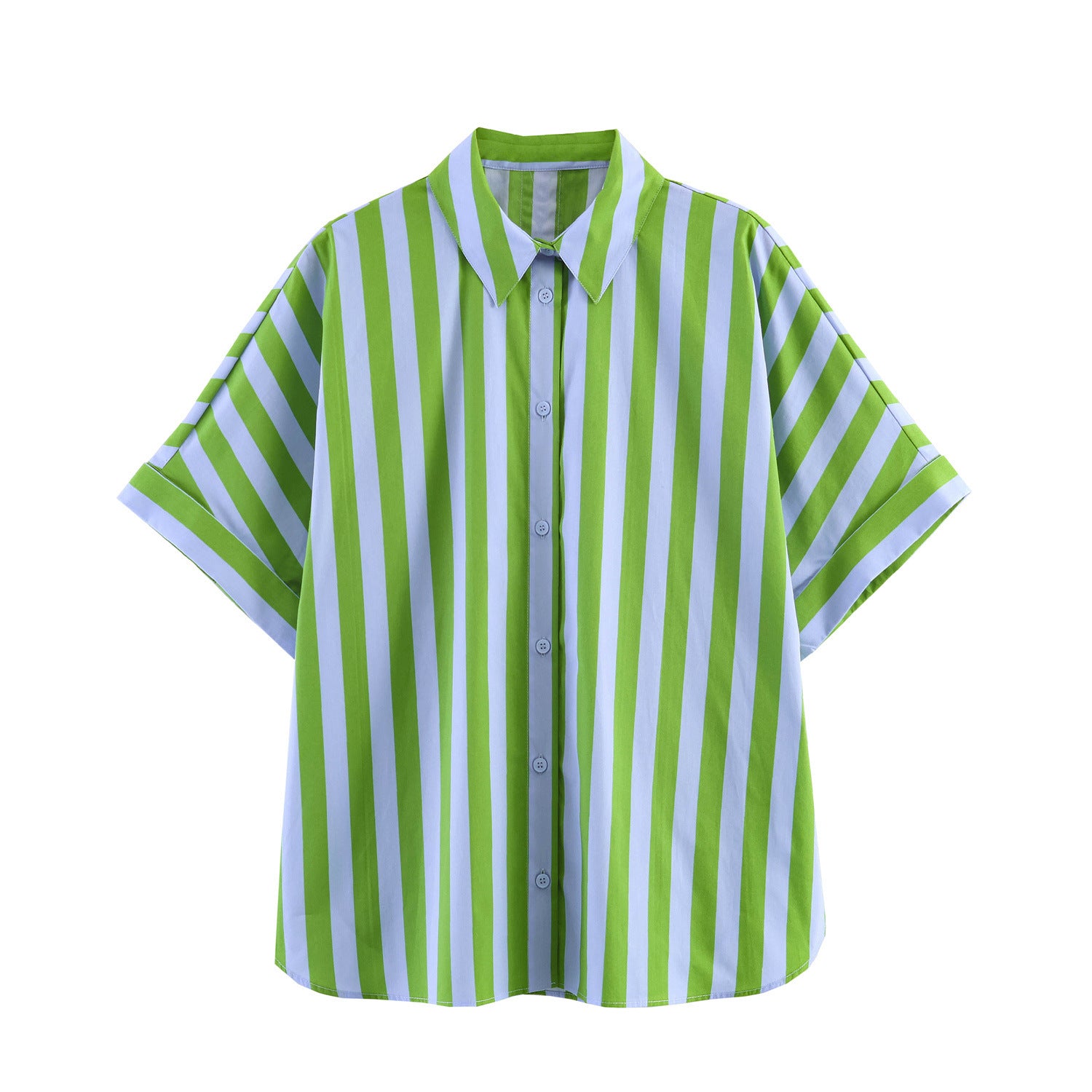 Striped women's casual top+shorts set