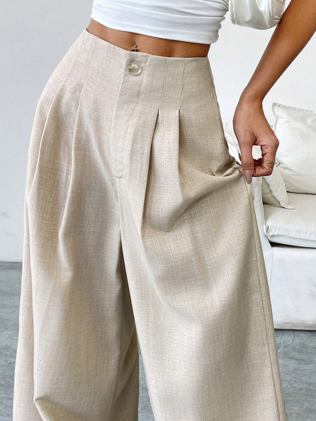 Loose straight tube hanging women's suit pants