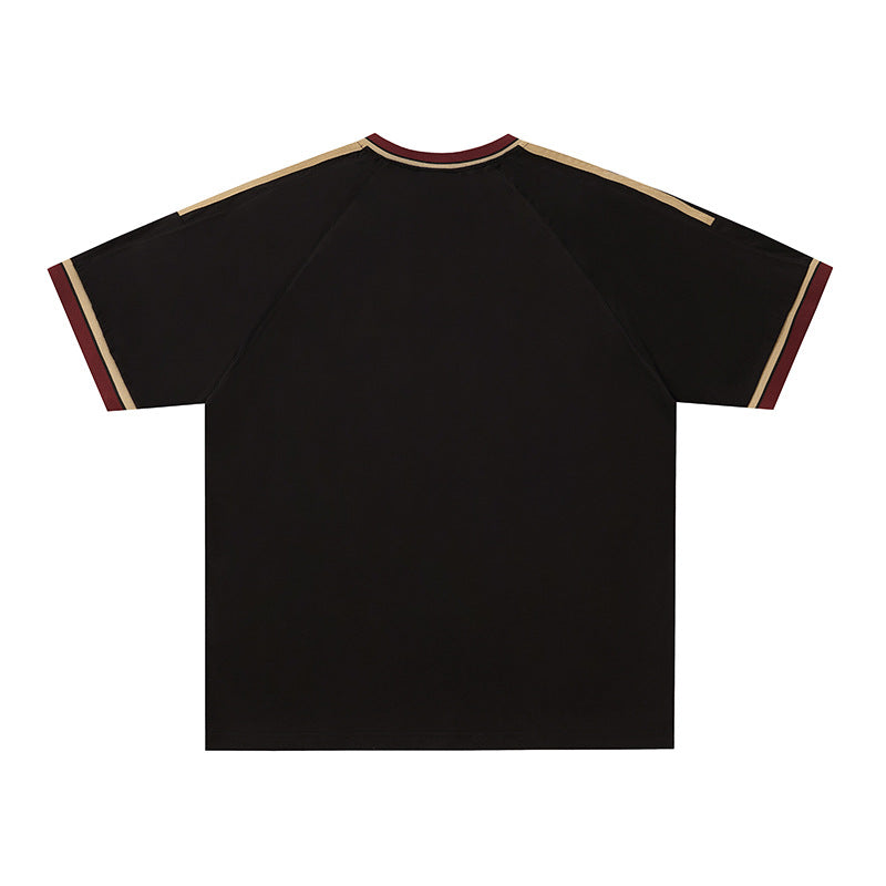 Letter badge printed short sleeved shirt