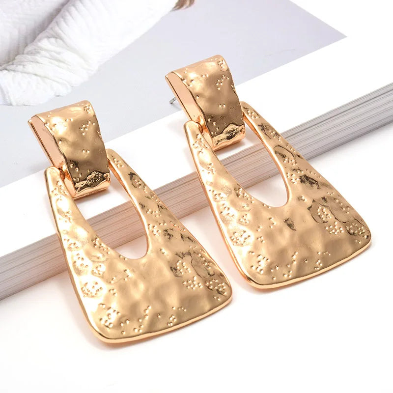 New Gold Color Metal Dangle Drop Earrings Jewelry Accessories For Women Fashion Trend Pendientes Bijoux Christmas Gift