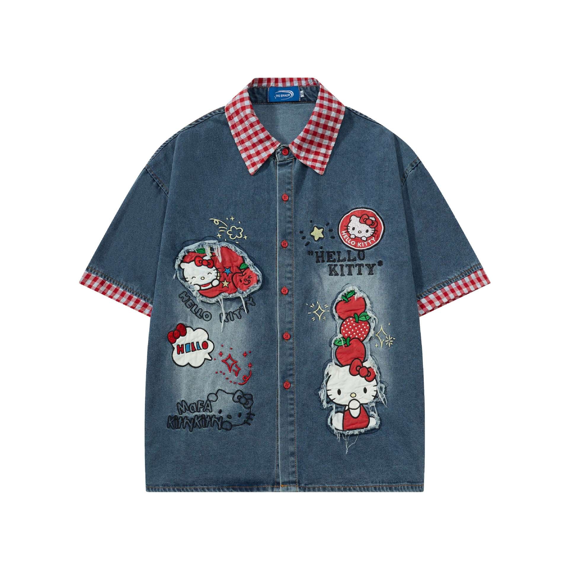 Cartoon fringed fabric embroidered short sleeves