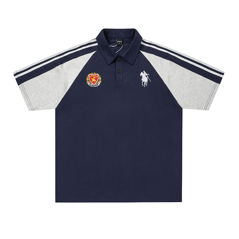 Knight badge embroidered short sleeved shirt