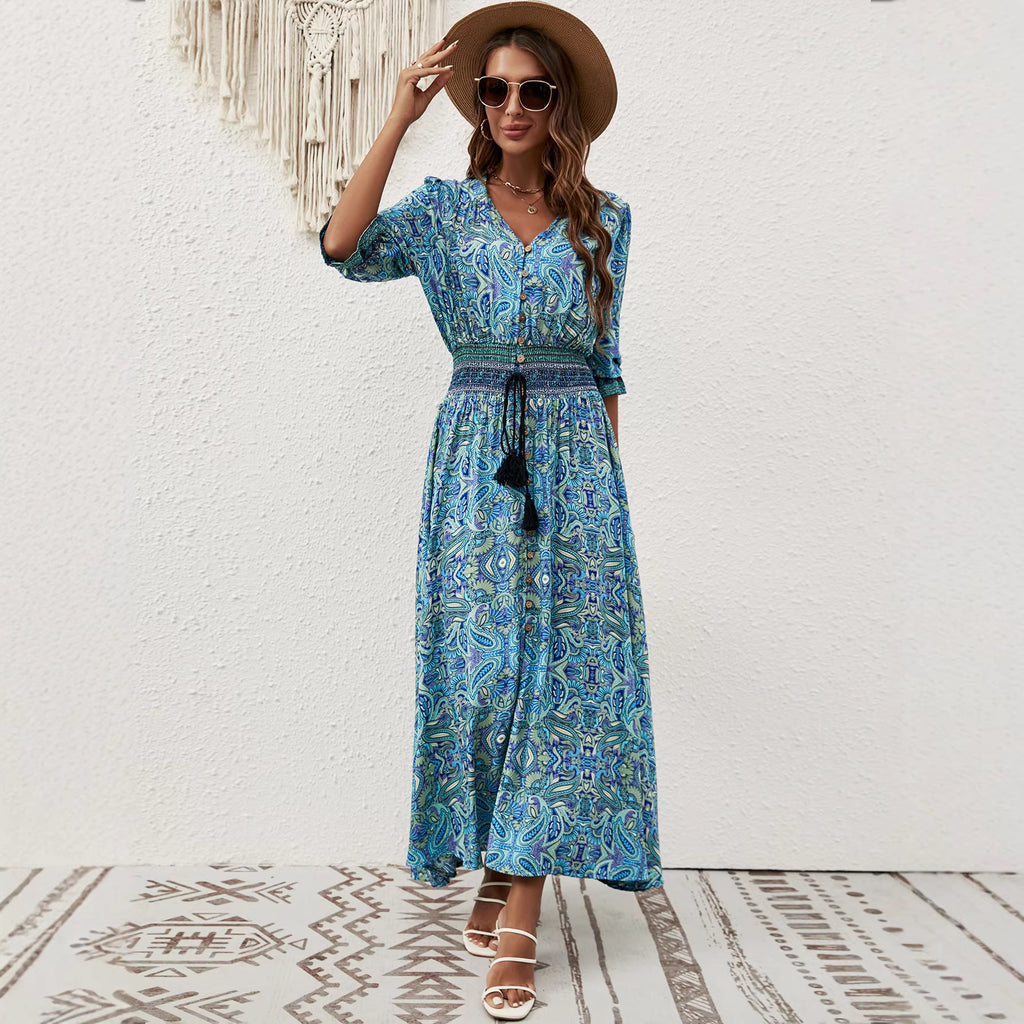 V-neck loose dress