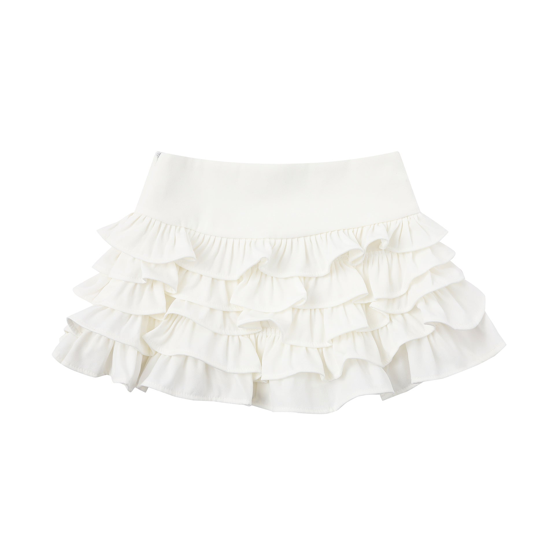 Layered Ruffle Skirt High Waist Solid Color Sweet Style Mini Skirt