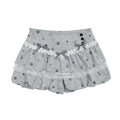 High Street Cartoon Print Lace Skirt Pants with Bow Decoration, Loose Slimming Sweet Girl Pants