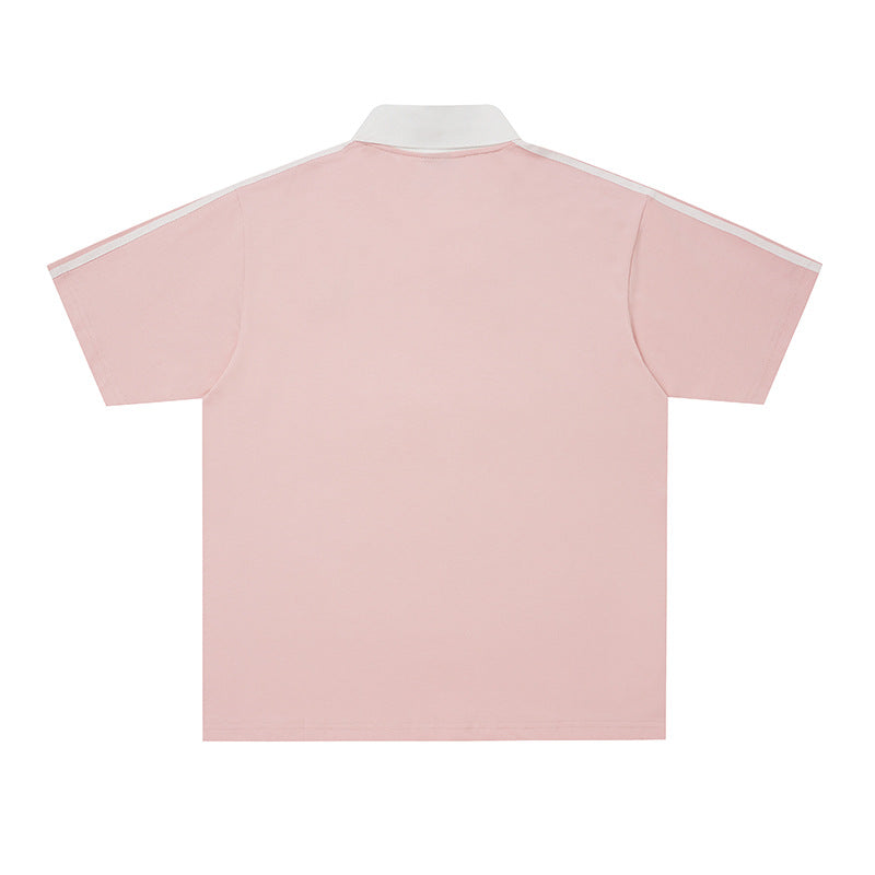 Color blocking collar loose men's and women's short sleeves