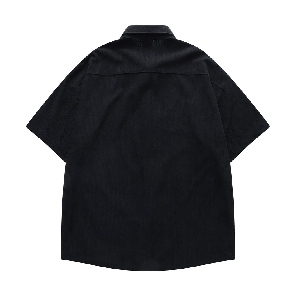 Letter flower embroidery short sleeved shirt