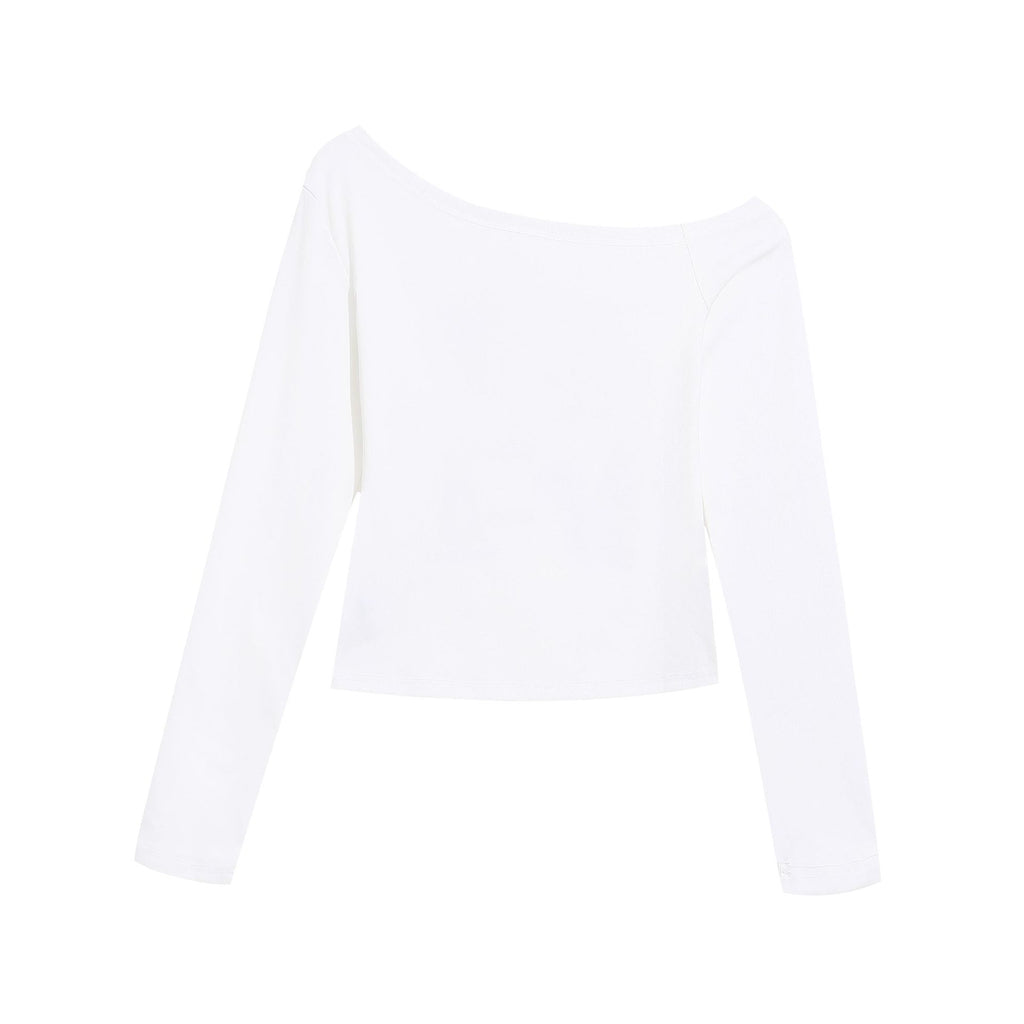 T-shirt imprimé cartoon épaule dénudée slim femme