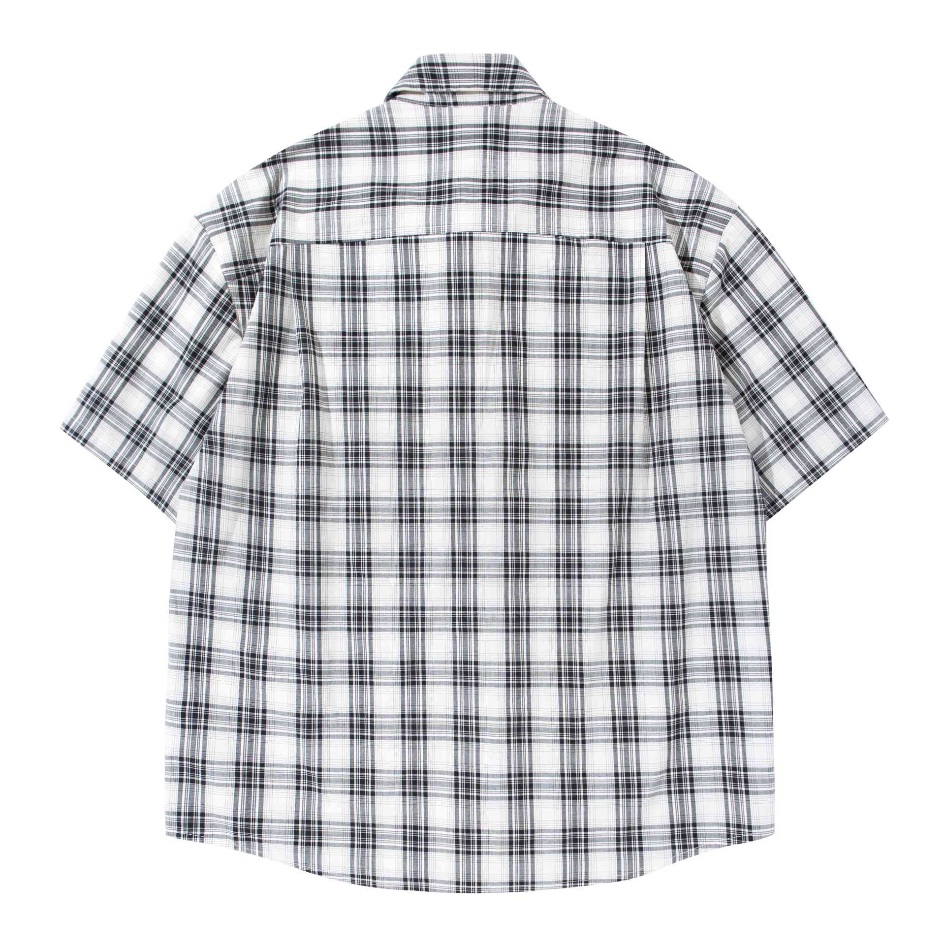 Double pocket plaid shirt T-shirt