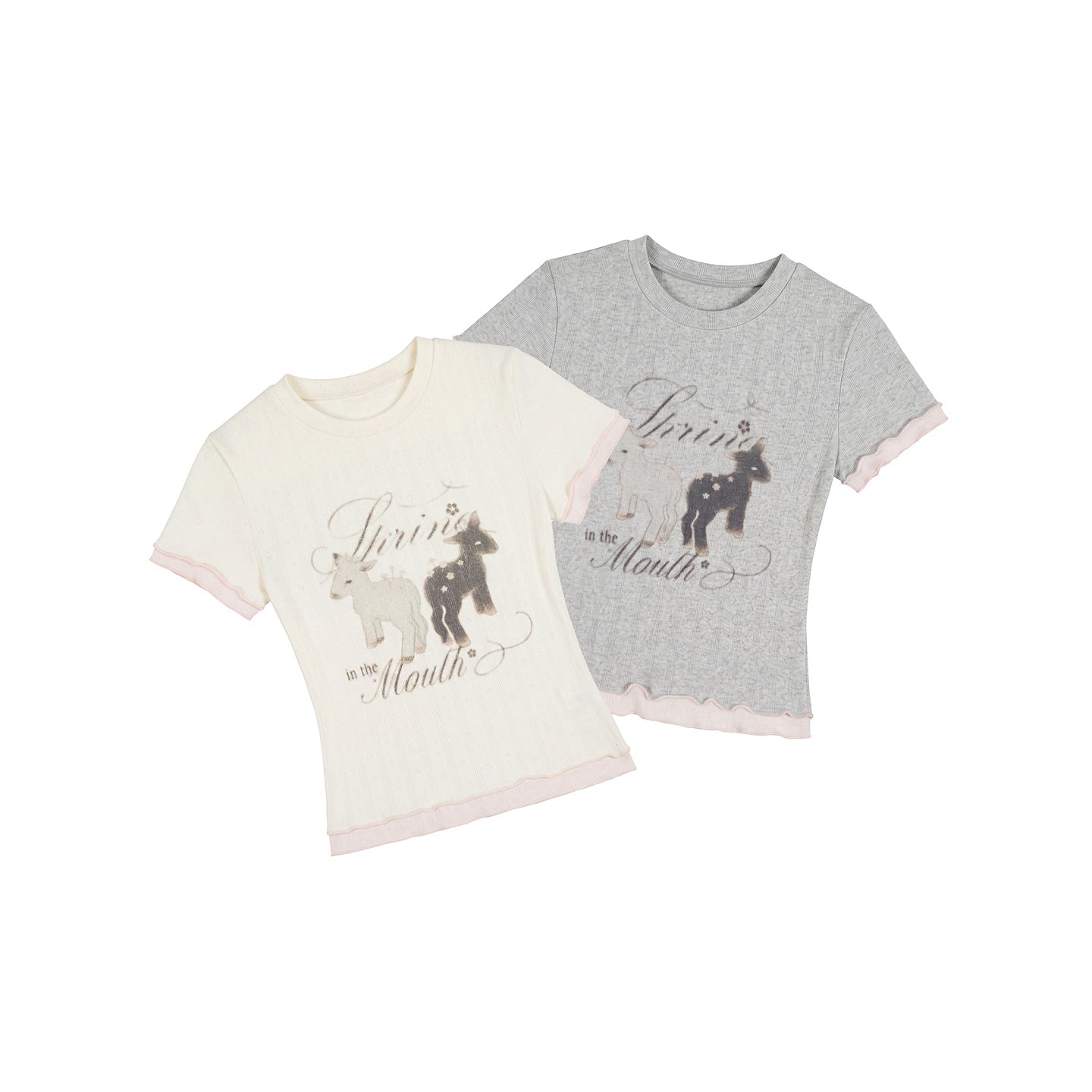 Regular Shoulder Short Sleeve T-Shirt for Women, Two-Piece Look, Fitted Crop Top