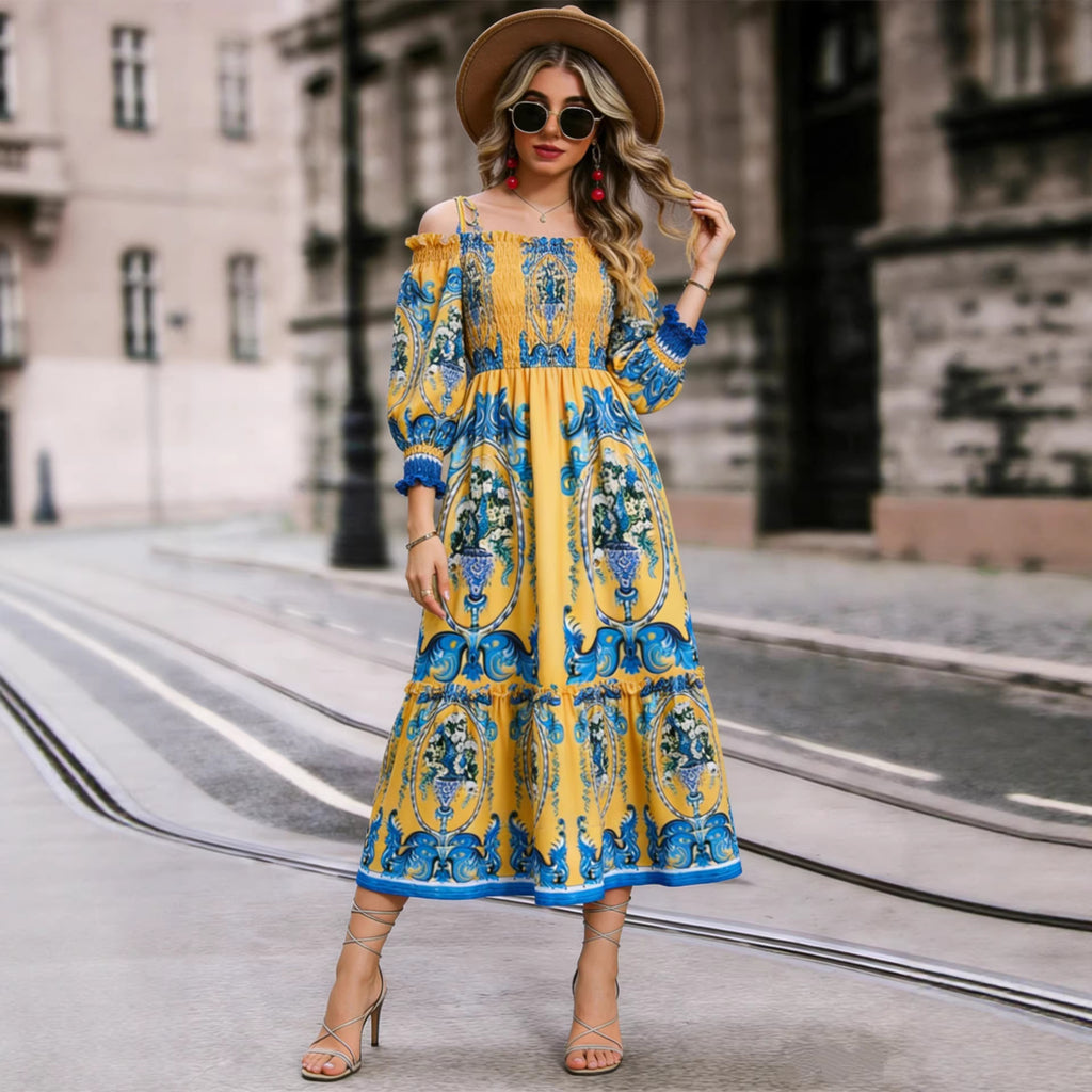 Off shoulder long sleeved dress