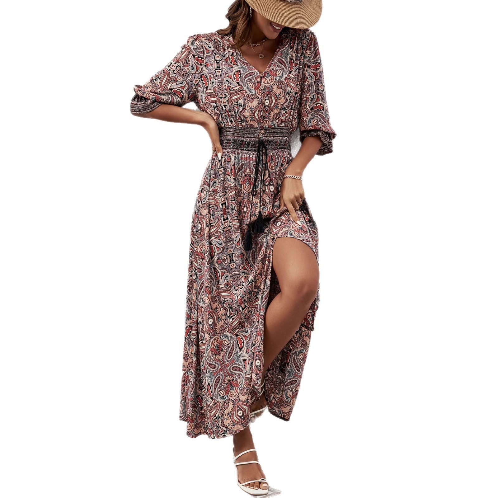 V-neck loose dress