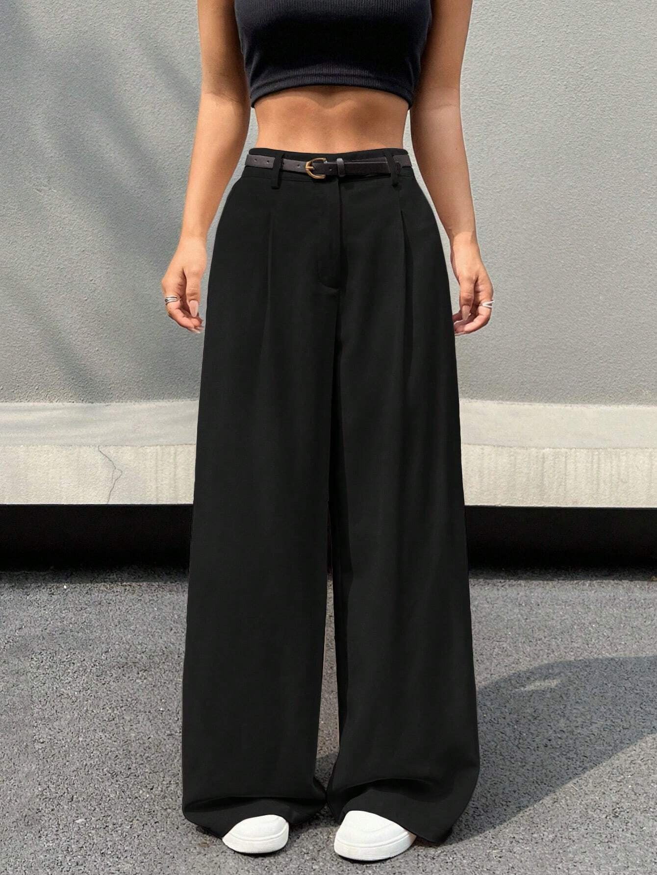 High waisted wide leg pants