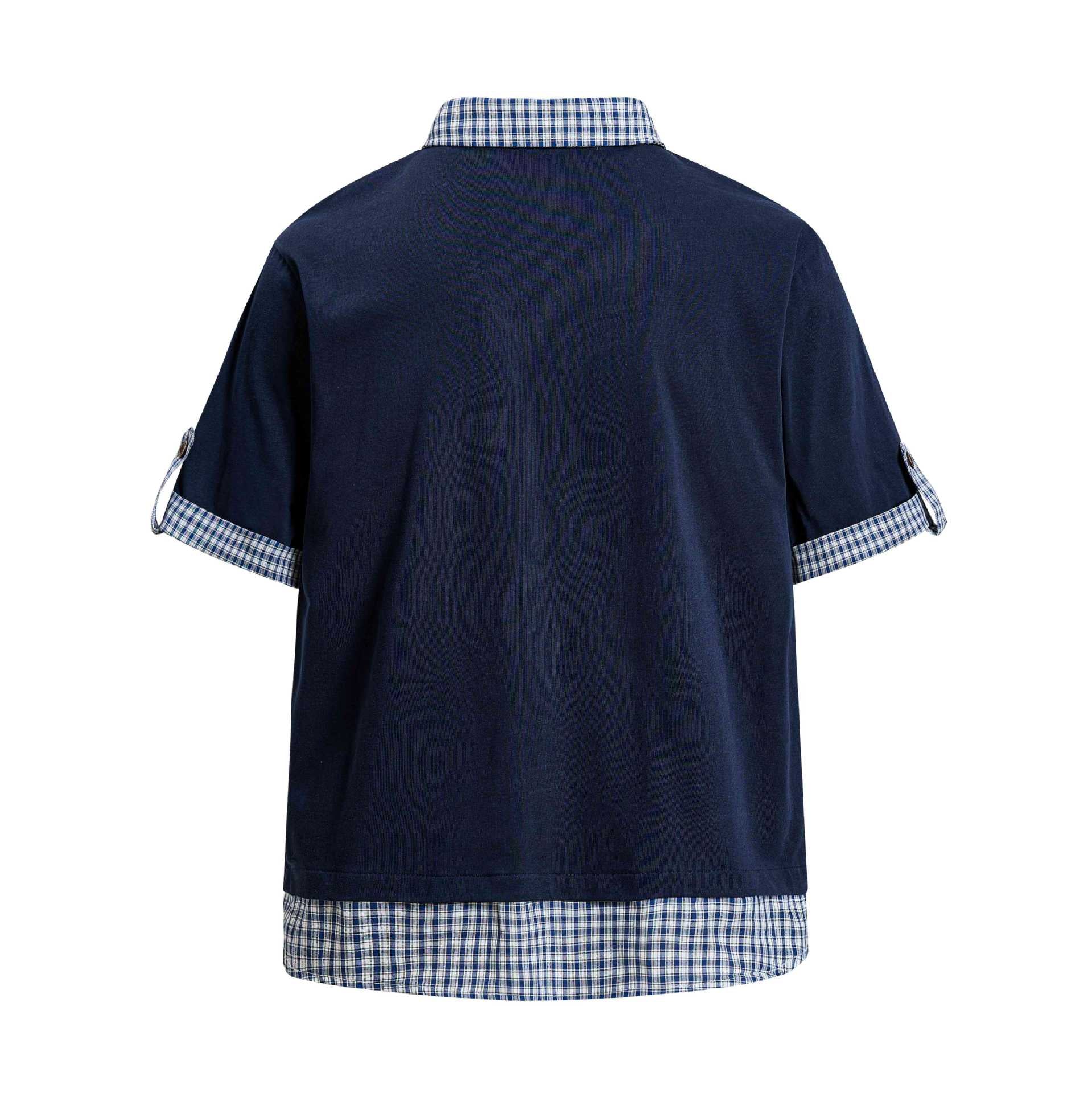 T-shirt faux deux pièces brodé lettres femme