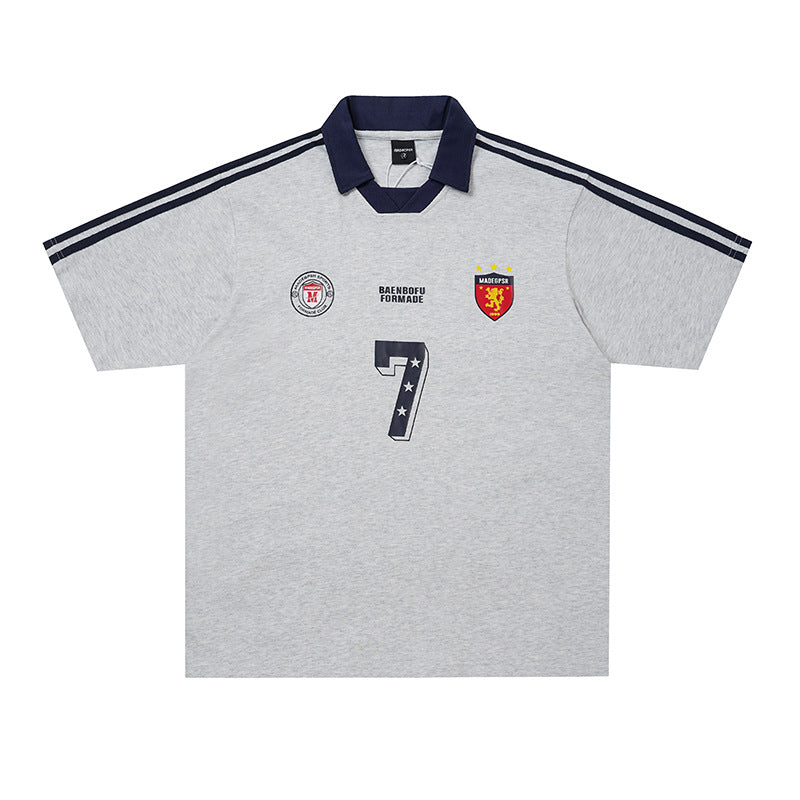 Collar badge short sleeved shirt