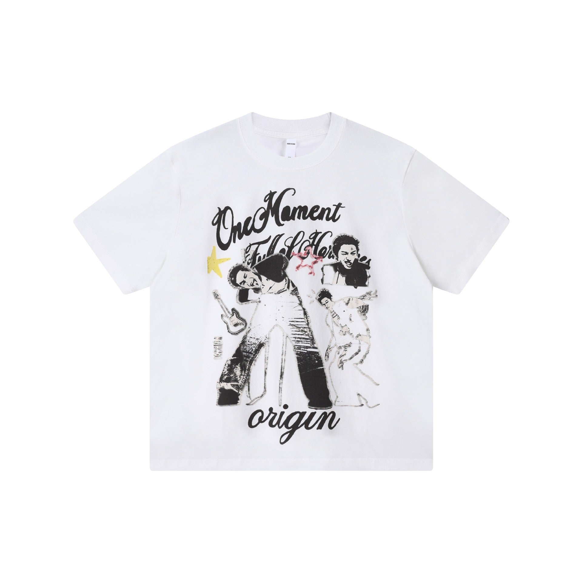 Rock portrait printed short sleeved shirt