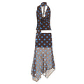 Polka dot retro halter top+polka dot irregular skirt set
