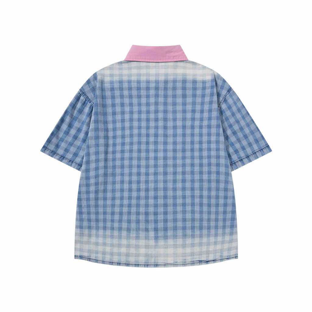 Sticky dog embroidery short sleeved shirt
