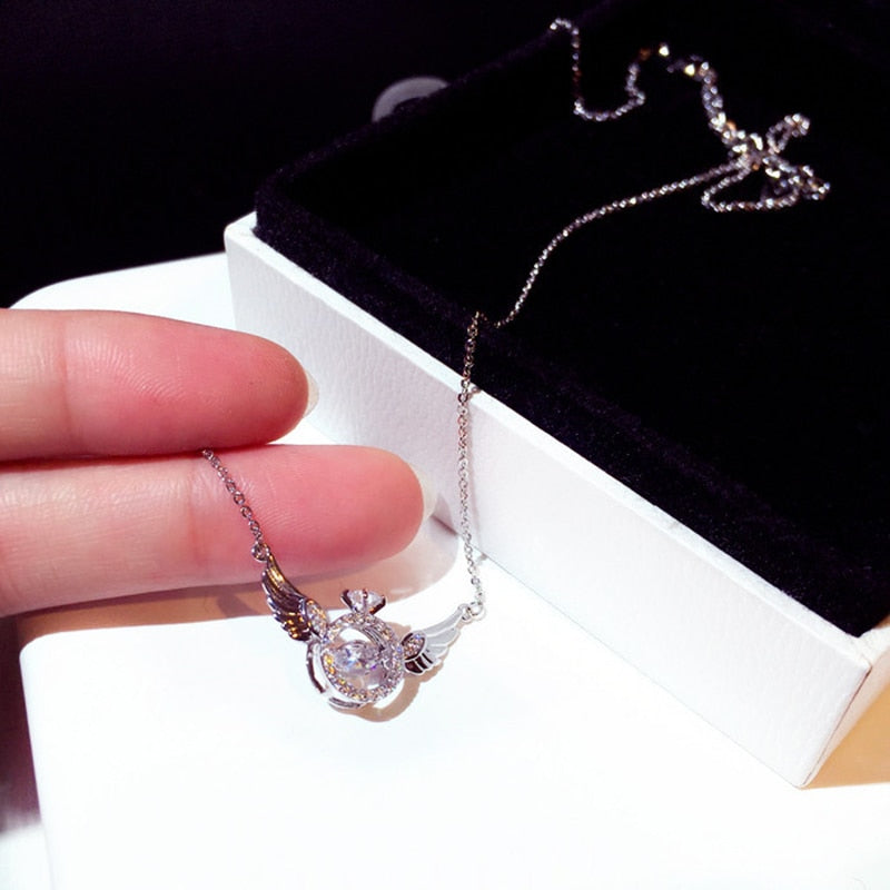 Fashion Super Shine Zircon Angle Wing Necklace for Women Luxury Rhinestone Stylish Choker Kolye Feminia Bijoux Gift
