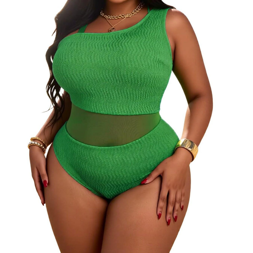 Mesh splicing one-piece slim fit one-piece swimsuit