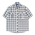Double pocket plaid shirt T-shirt