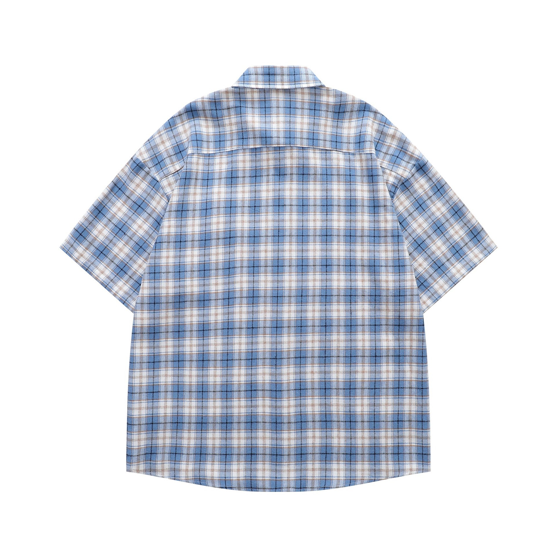 Plaid embroidered short sleeved shirt
