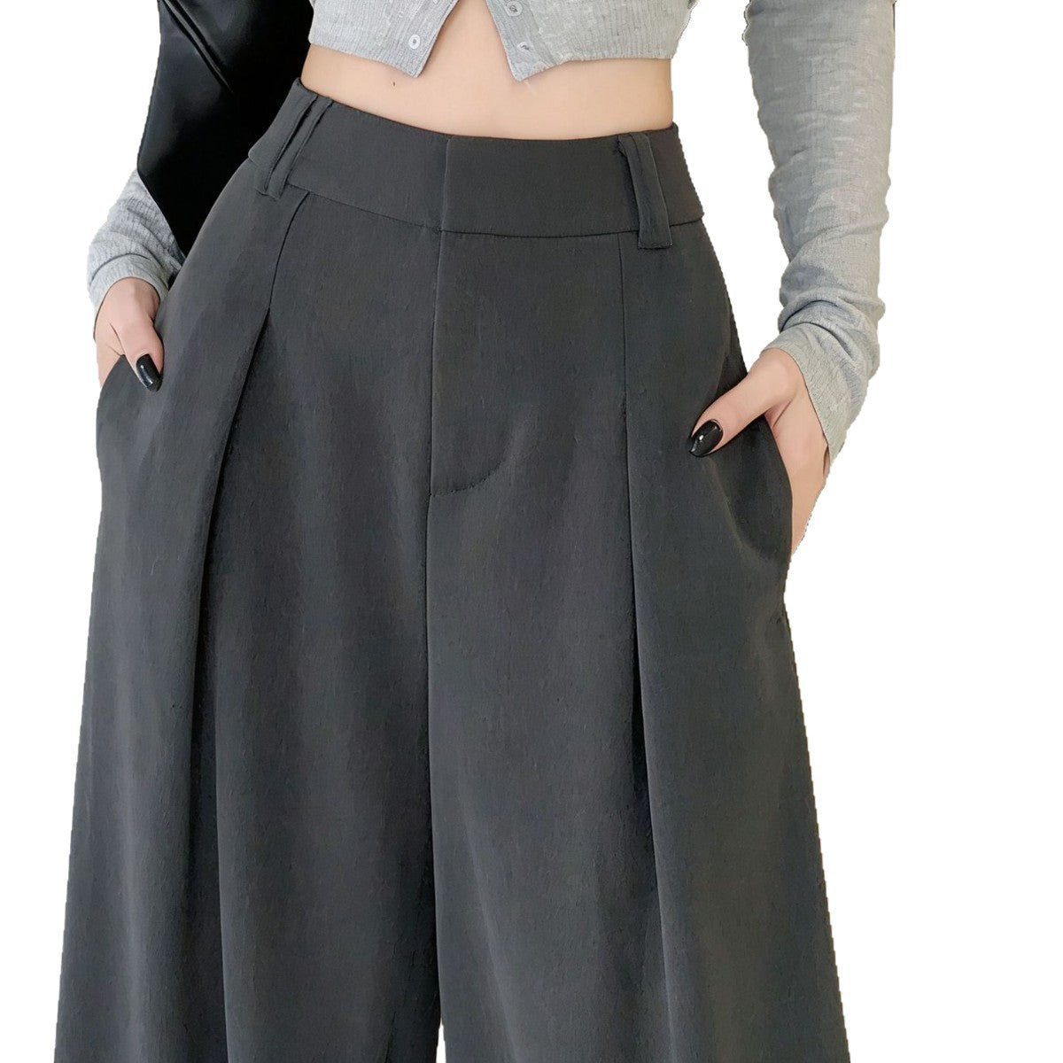Straight leg high waisted trousers
