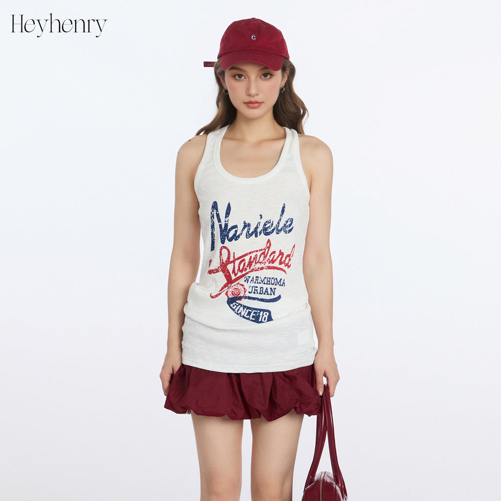 Sleeveless Loose Fit Hooded Casual Tank Top Summer Letter Digital Print Top Women