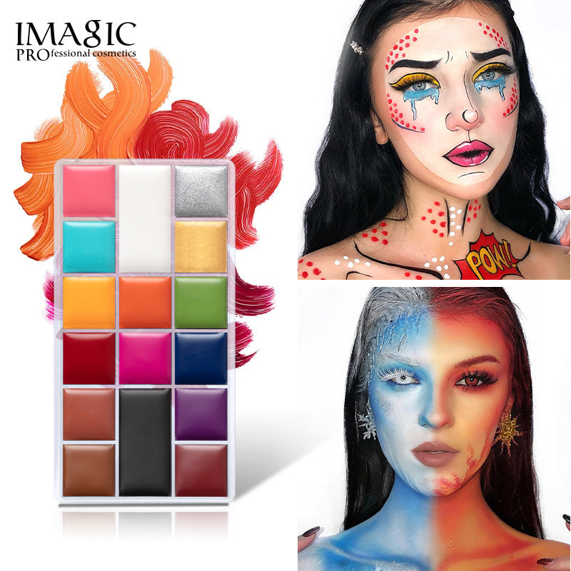 IMAGIC 16 Color Body Painting Silky Waterproof And Sweatproof Christmas Halloween Stage Makeup Makeup Oil Palette