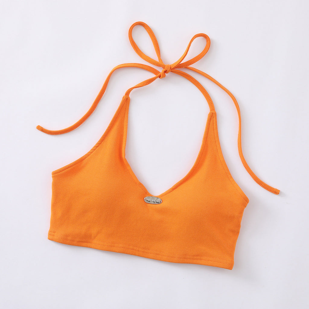 Starfish Print Two-Piece Strap Long Sleeve T-Shirt for Women, Color-Blocking Tie-Waist Slim Fit Cropped Top
