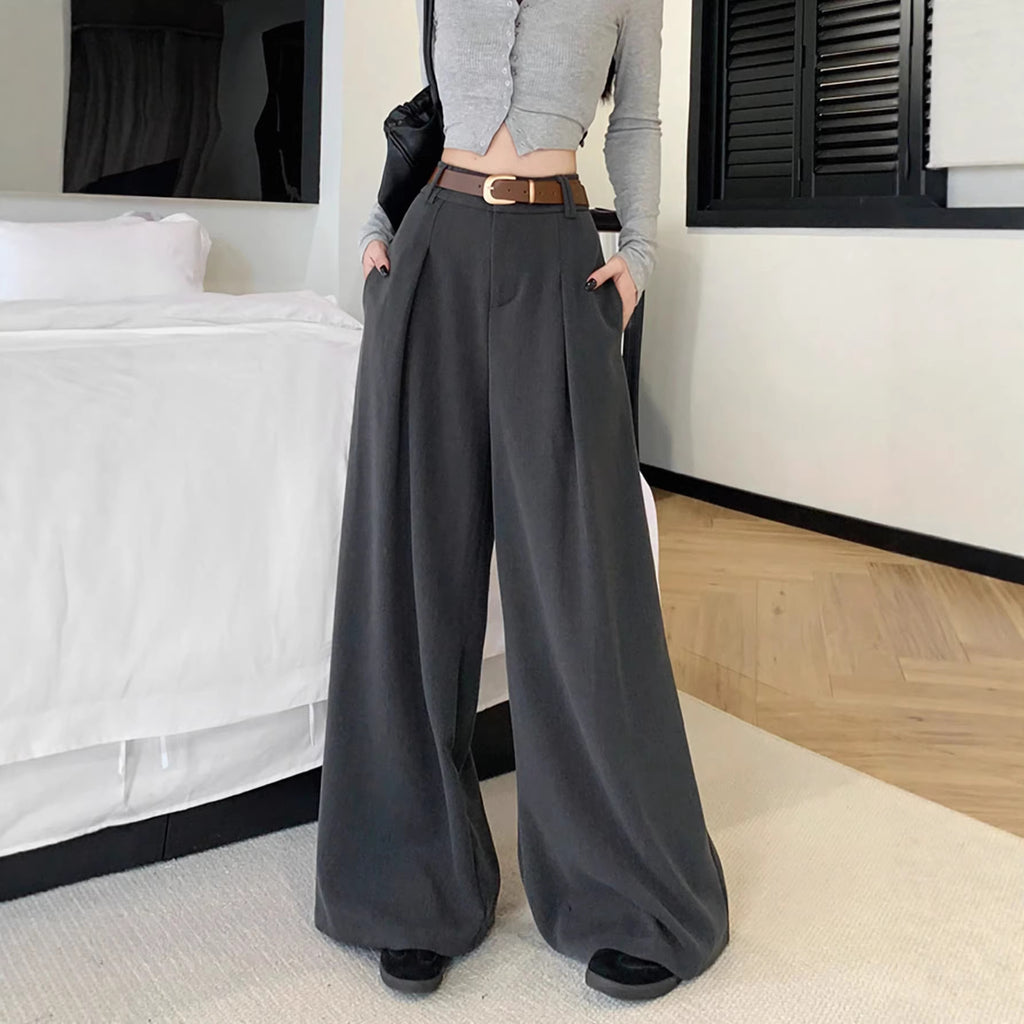 Straight leg high waisted trousers