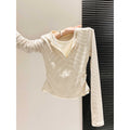 Slim Fit Pleated Mock Two-Piece Long Sleeve T-Shirt