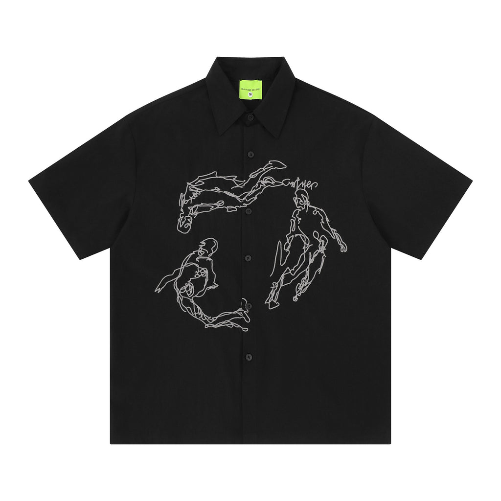 Character embroidery short sleeved shirt