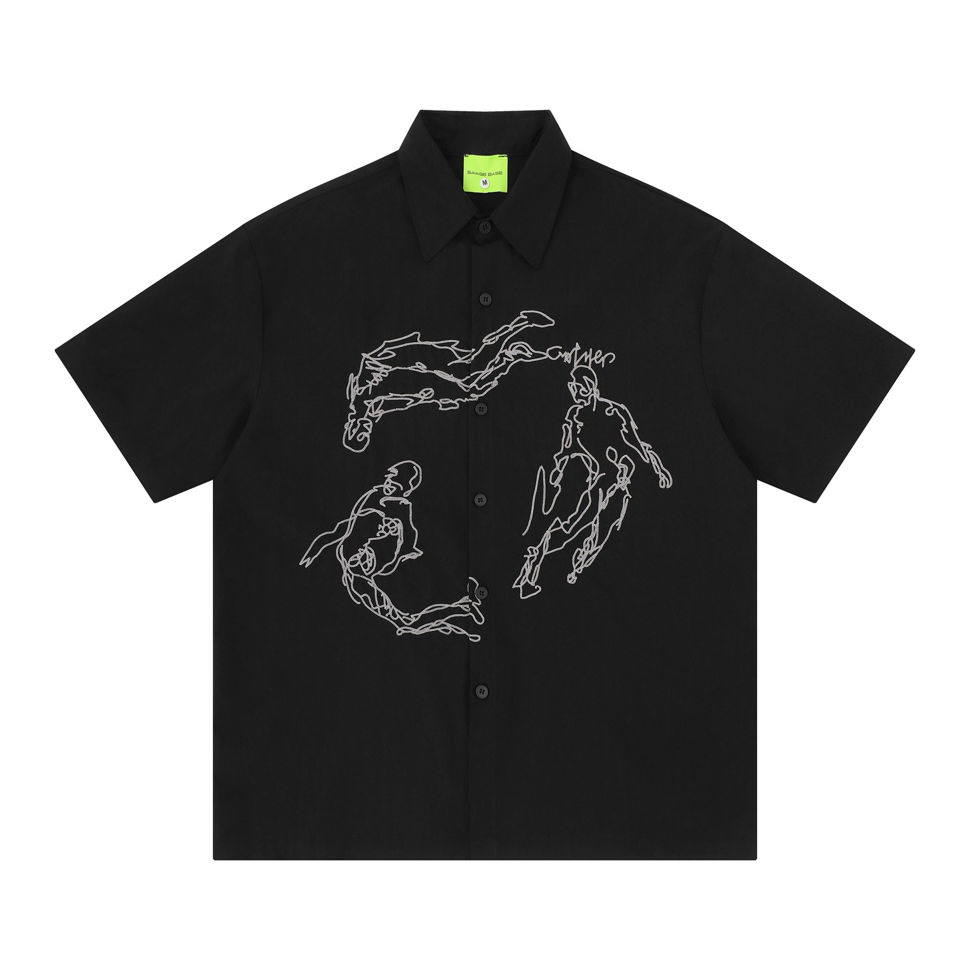 Character embroidery short sleeved shirt