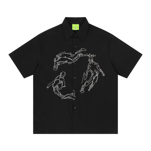 Character embroidery short sleeved shirt