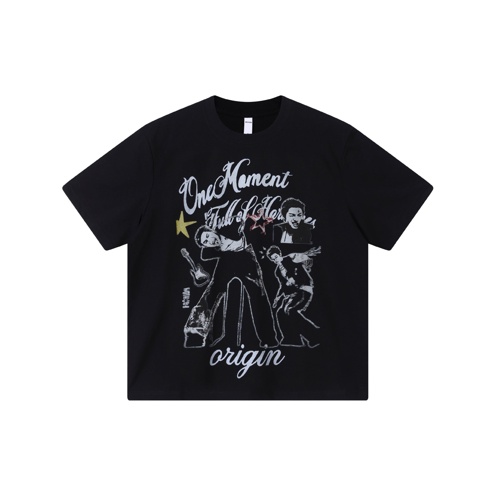 Rock portrait printed short sleeved shirt