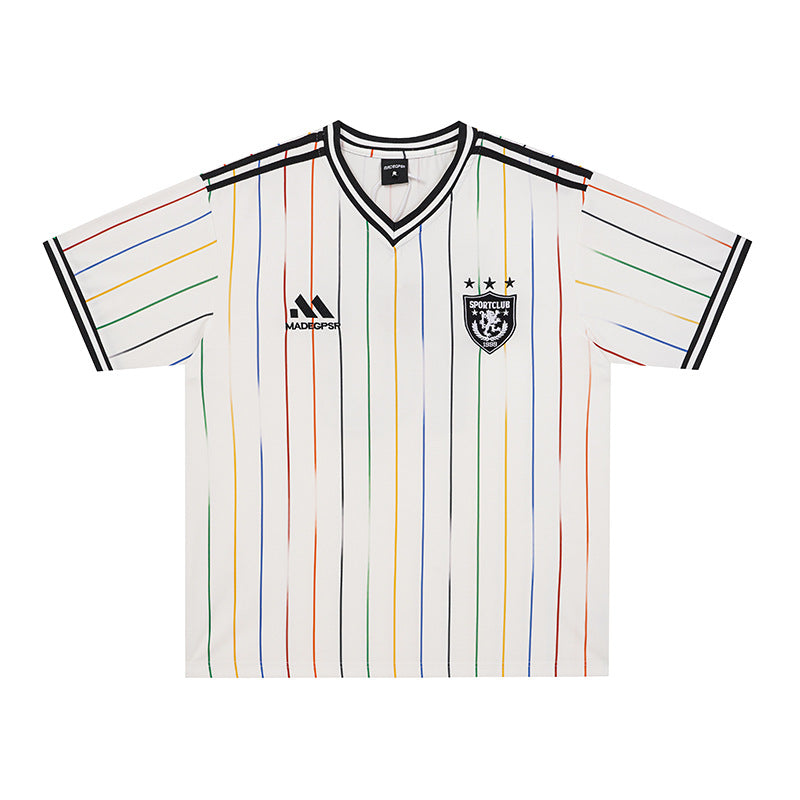 Rainbow stripe jersey short sleeved